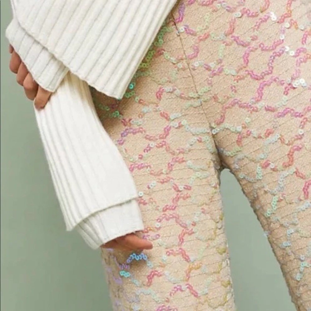 Anthropologie Sequin Wide Leg Crop Pant sz 2